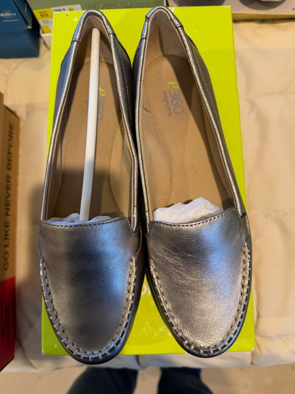 Born Metallic Silver Slip-On Loafers